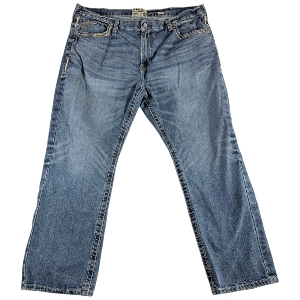 Ariat M5 Straight Fit Jeans Mens 44x30 (46x29.5) Blue Denim Light Wash Western